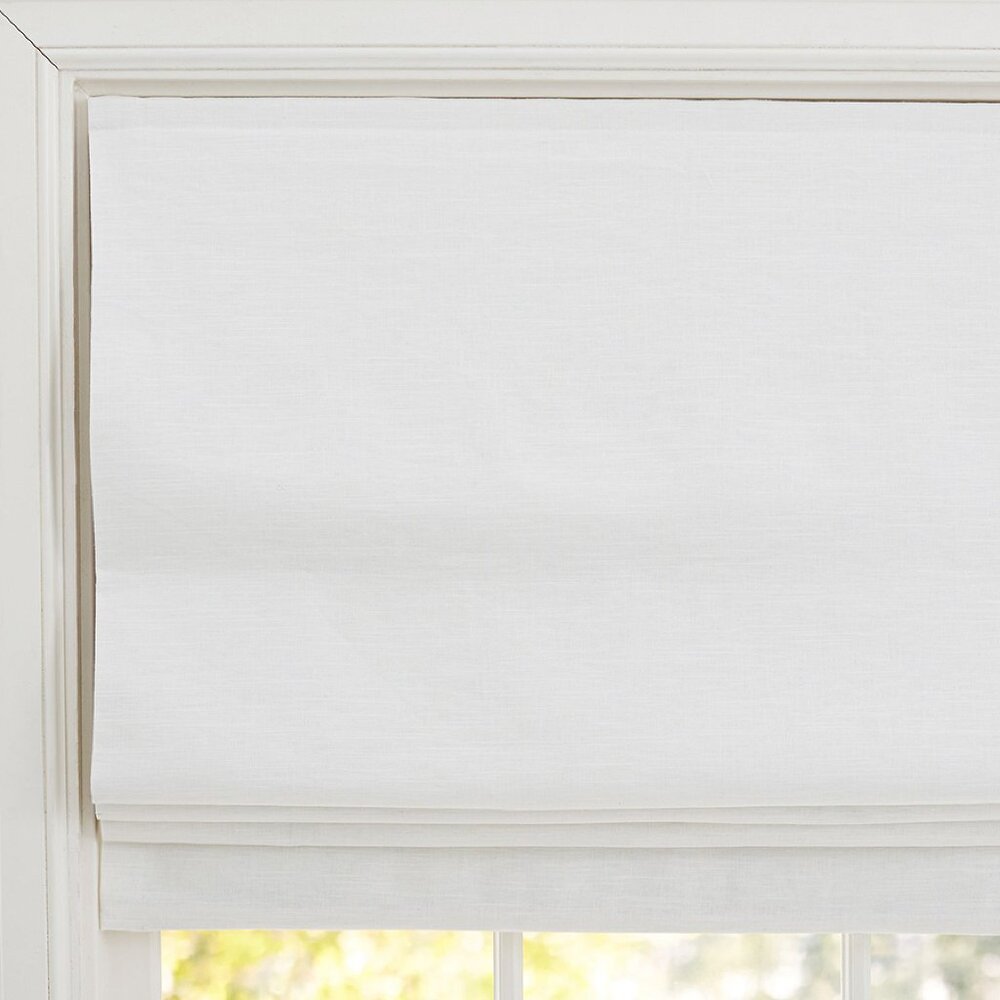 Pottery Barn Emery Linen Cordless Roman Blackout Shade White 32" W x 64" L NIB